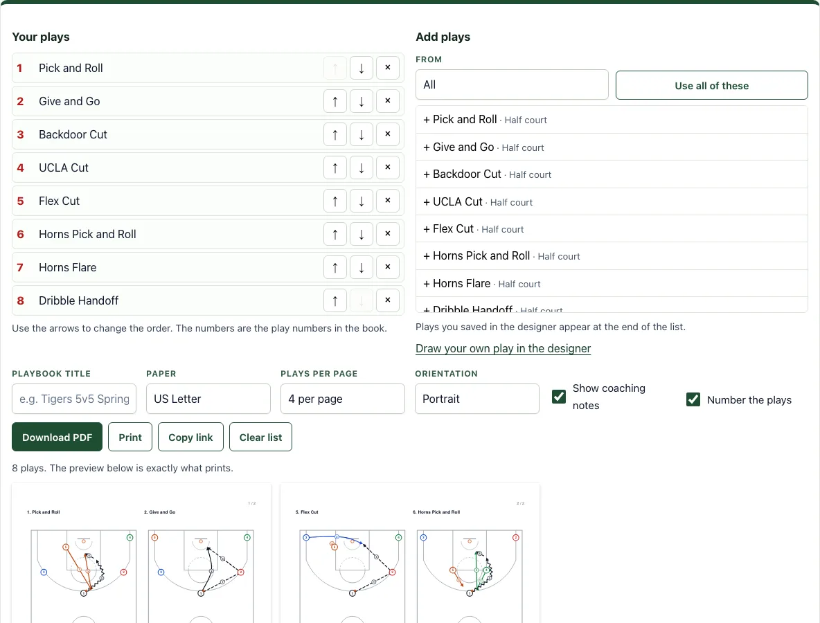 Basketball playbook example