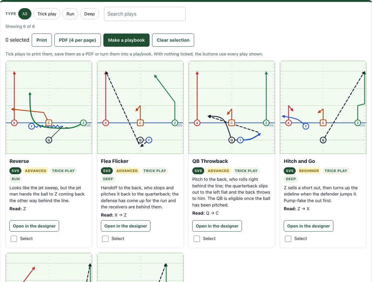 Trick plays flag football example