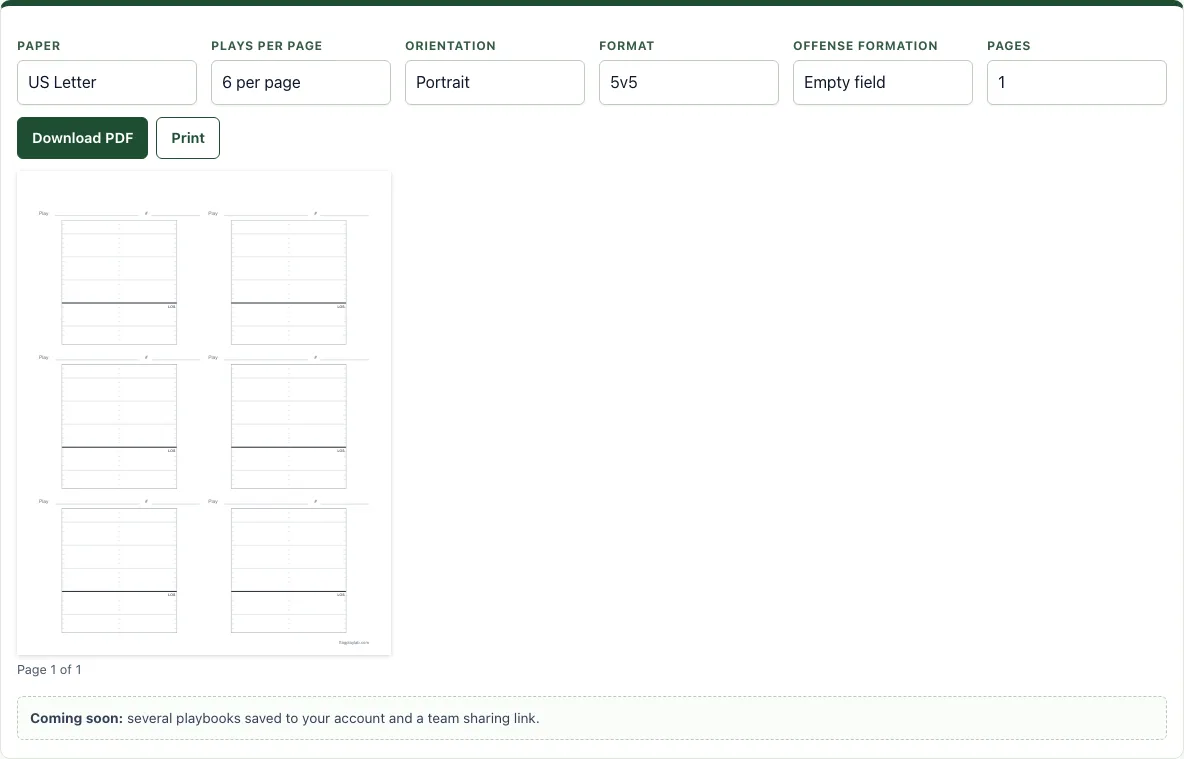 Football play template example