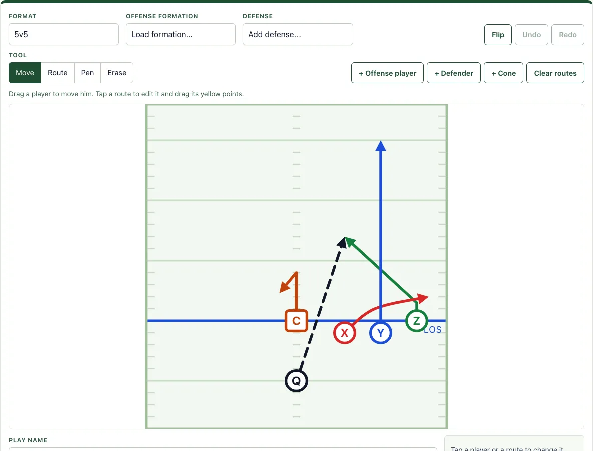 Football play designer example